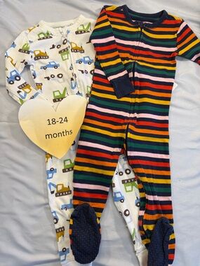 Old Navy - Set of 2 18-24M Colourful Striped and Construction Print Sleepers